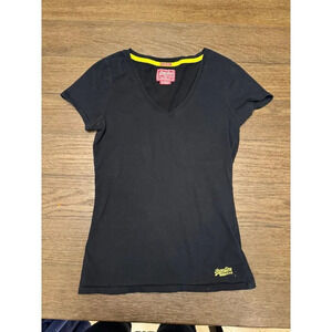 Real Superdry Original Combed Cotton Black And Yellow T-Shirt SZ Medium